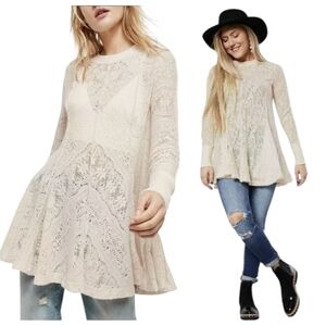 Free People Cream Tunic Sweater  New XS